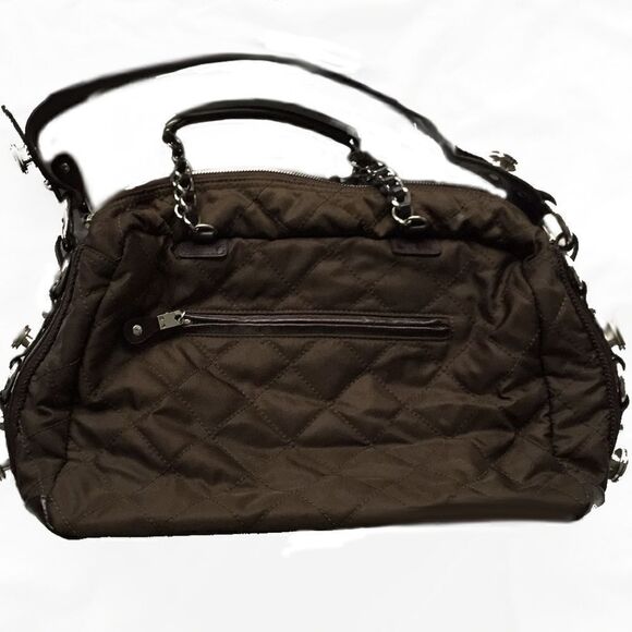 BLVD BROWN QUILTED NYLON &LEATHER SACHEL BAG - Picture 2 of 7